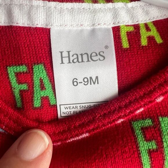 Hanes Infant Tight Fit 2 Piece FaLaLa Christmas Pajama Set Size 6-9 mo Red NWT - Picture 5 of 9